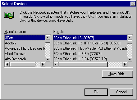 Select Device dialog Box